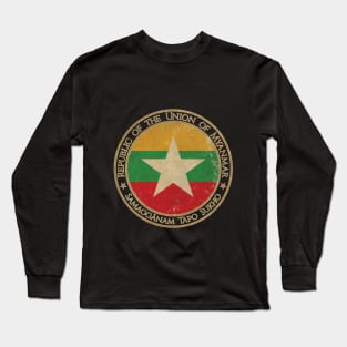 Vintage Republic of the Union of Myanmar Asia Asian Flag Long Sleeve T-Shirt